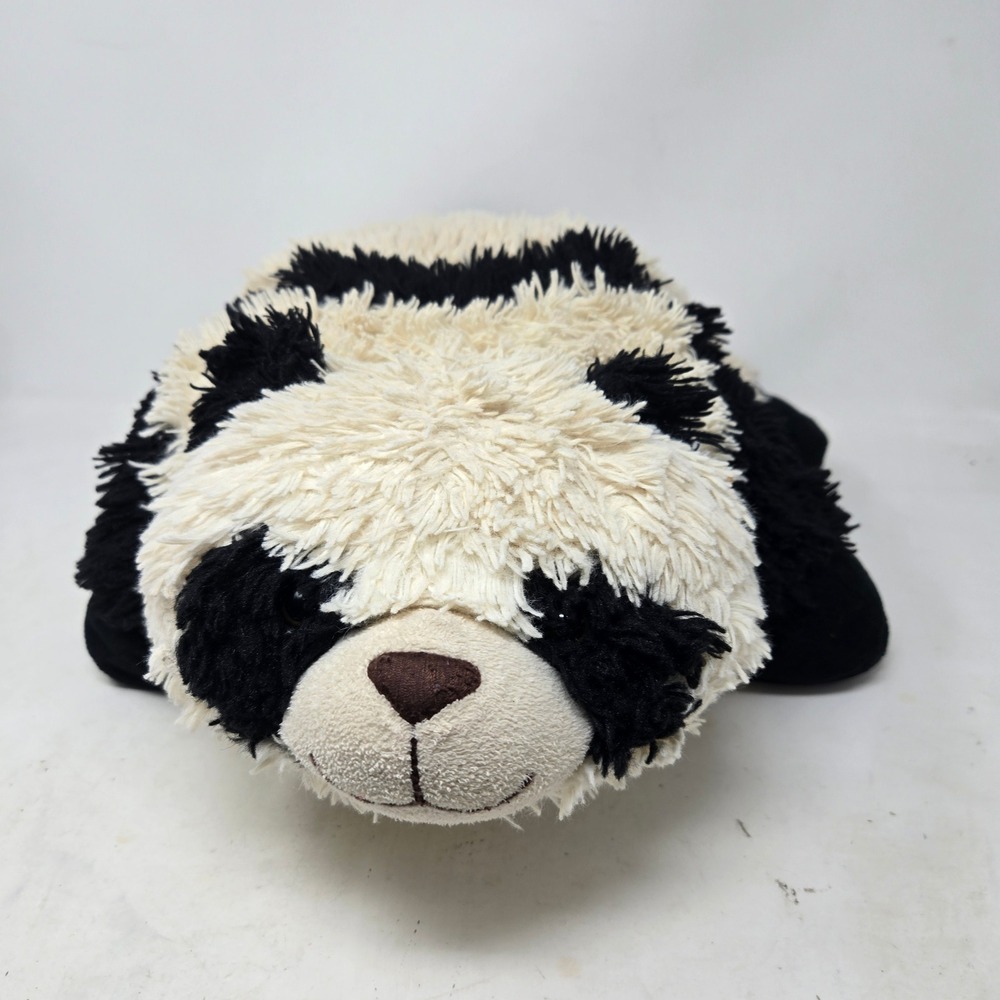 Pillow Pets Panda Bear Plush Stuffed Animal Folding Pillow Black White 18 inch